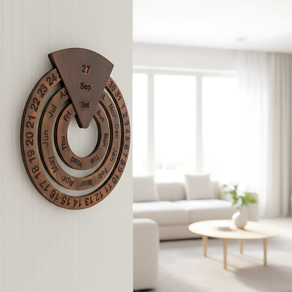 Perpetual Creative Round Wooden Wall Calendar