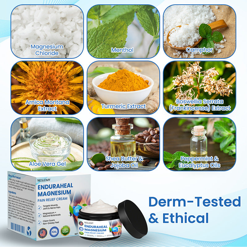 NESLEMY EnduraHeal Magnesium Pain Relief Cream (Treats Arthritis, Neuropathy, Rheumatism, Sports Injuries & More)