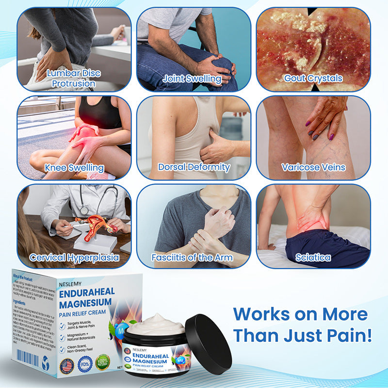 NESLEMY EnduraHeal Magnesium Pain Relief Cream (Treats Arthritis, Neuropathy, Rheumatism, Sports Injuries & More)