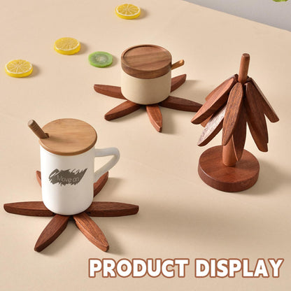 ✨Natural Tree Trivet Set - 4 Wooden Trivets & 1 Stand Like a Christmas Tree
