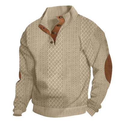 Men's Outdoor Casual Stand Cashmere Button Long Sleeve Sweater