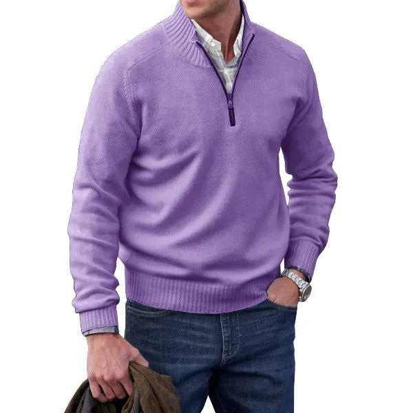 MEN'S CASHMERE ZIPPER BASIC SWEATER