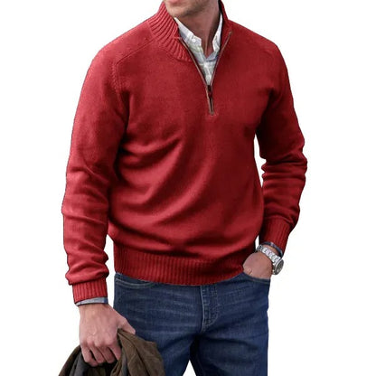 MEN'S CASHMERE ZIPPER BASIC SWEATER