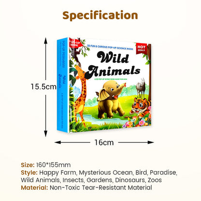✨【Kids' Interactive Animal-Themed 3D Pop-Up Books】✨