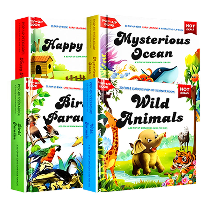 ✨【Kids' Interactive Animal-Themed 3D Pop-Up Books】✨