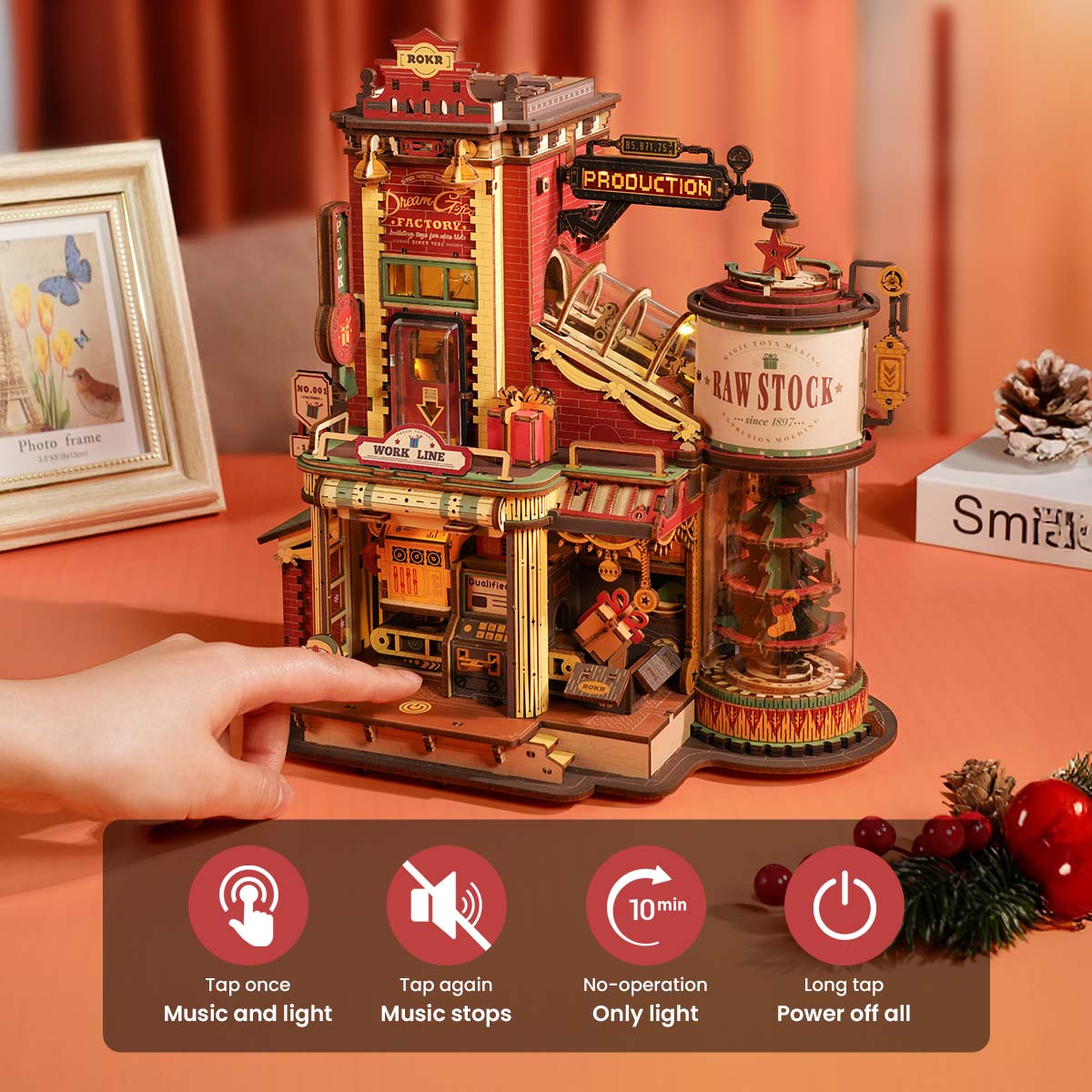 ROOKR Christmas Dream Gift Factory Wooden Music Box