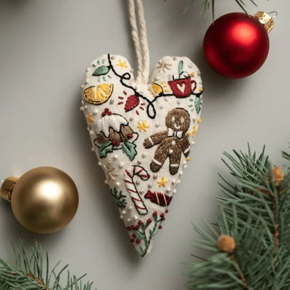 💖DIY Heart Shaped Hand Embroidered Christmas Finished product/DIY material kit