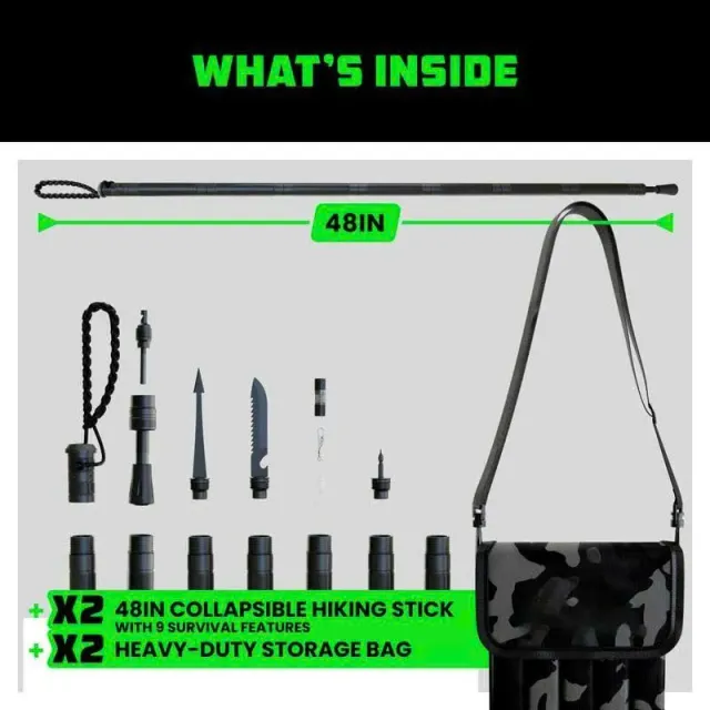 🎁 Limited Time🚶Tactical Hiking Stick w/ Integrated Survival Kit (Perfect Gift💙)