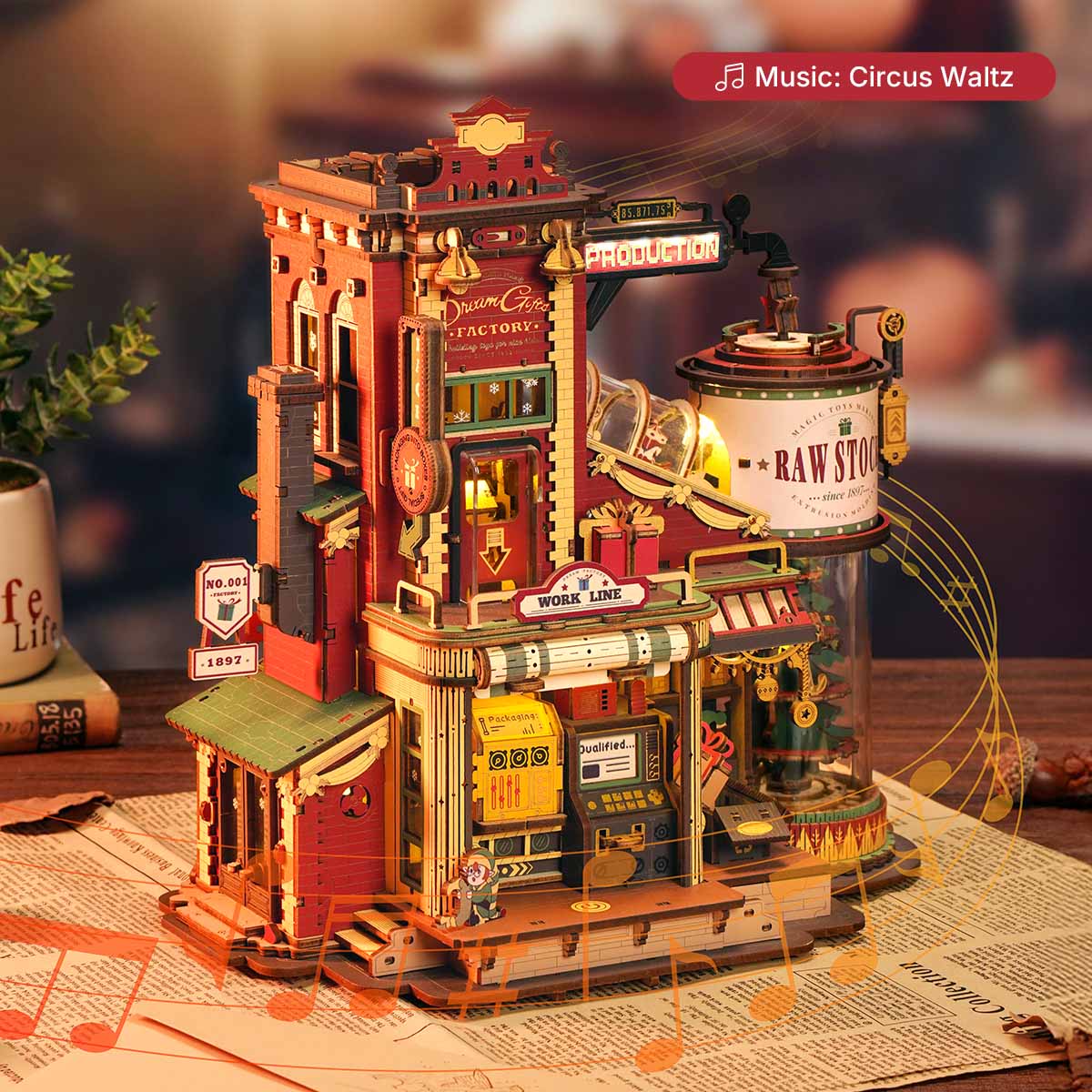 ROOKR Christmas Dream Gift Factory Wooden Music Box