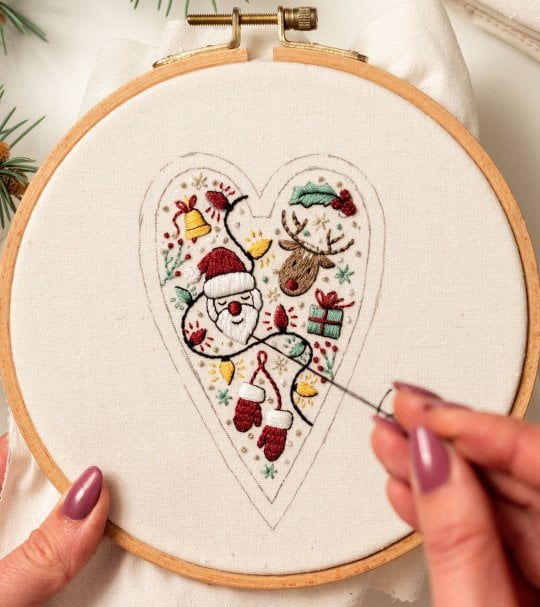 💖DIY Heart Shaped Hand Embroidered Christmas Finished product/DIY material kit