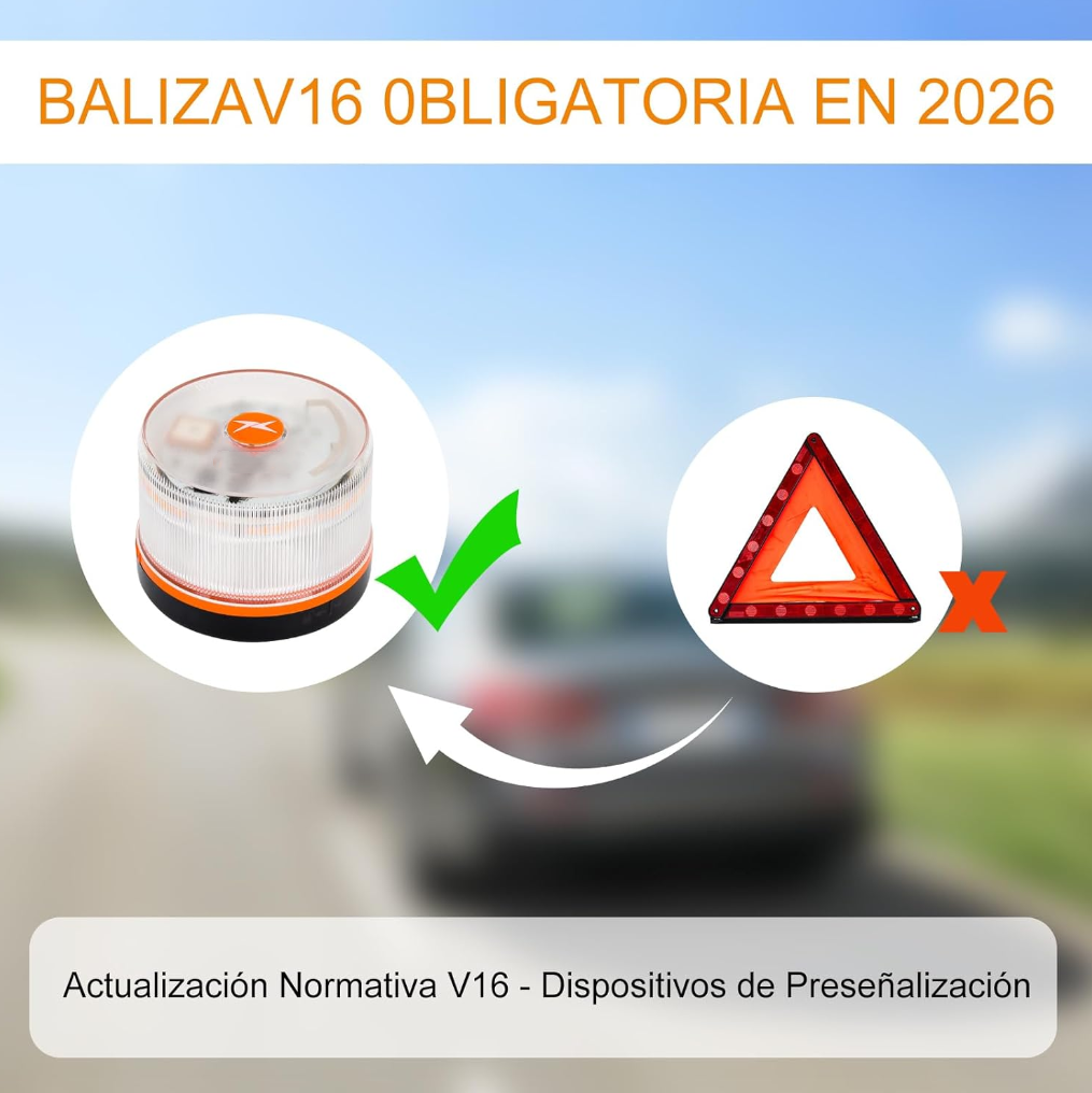 DarkFairy Luz de Emergencia V16 Aprobada por la DGT con Geolocalización 3.0 – Señalización de Ubicación para Automóviles, Plan de Datos Incluido – Base Magnética IP54 – Cumple con la Normativa 2026.
